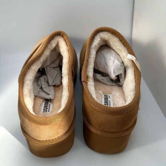 CUSHIONAIRE Women's Genuine Suede Cozy Mule Platform +Memory Foam 11 CHESTNUT - Picture 4 of 7